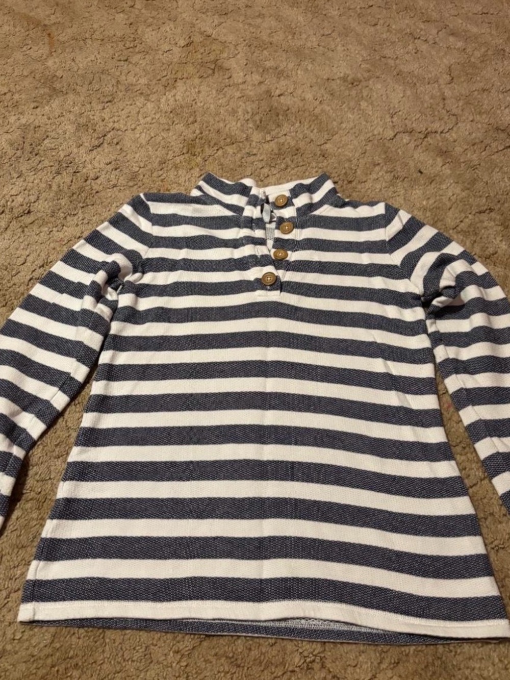 Striped Navy & White Long-Sleeve Henley Pullover